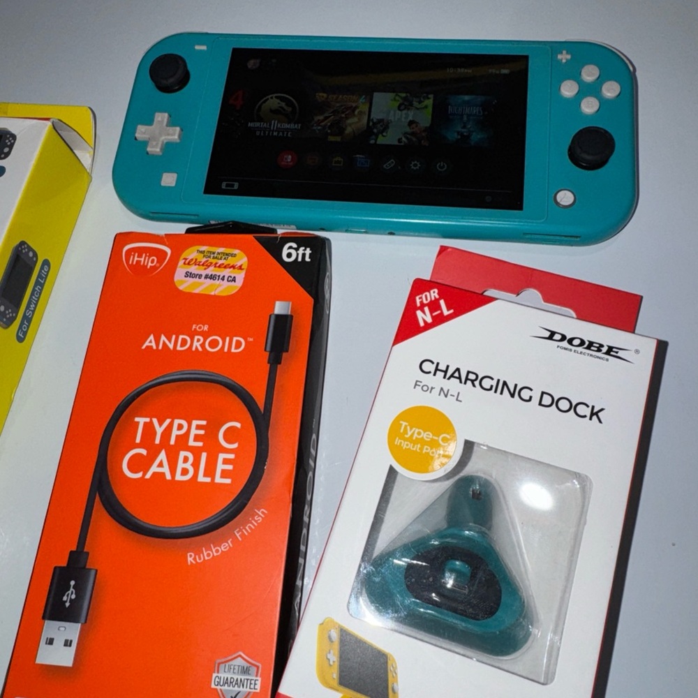Nintendo switch lite bundle case dock turquoise